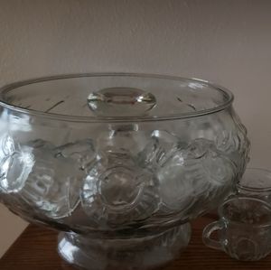 CRYSTAL PUNCH BOWL with Matching cups
